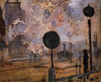 Monet, Claude Oscar - Exterior of Saint-Lazare Station, The Signal